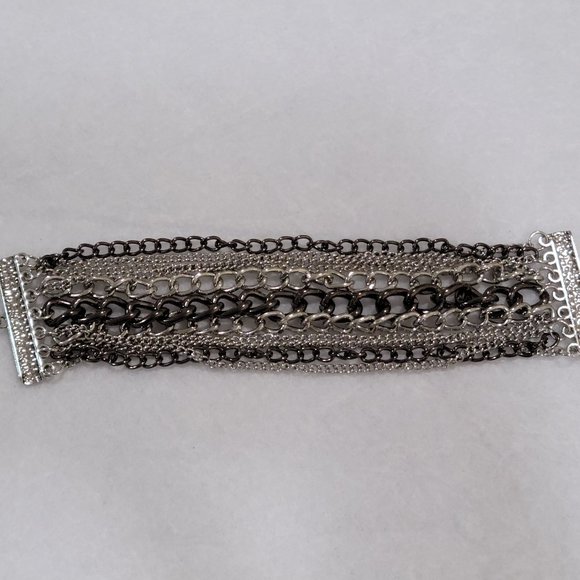 Silver tone multi chain bracelet - Picture 1 of 3